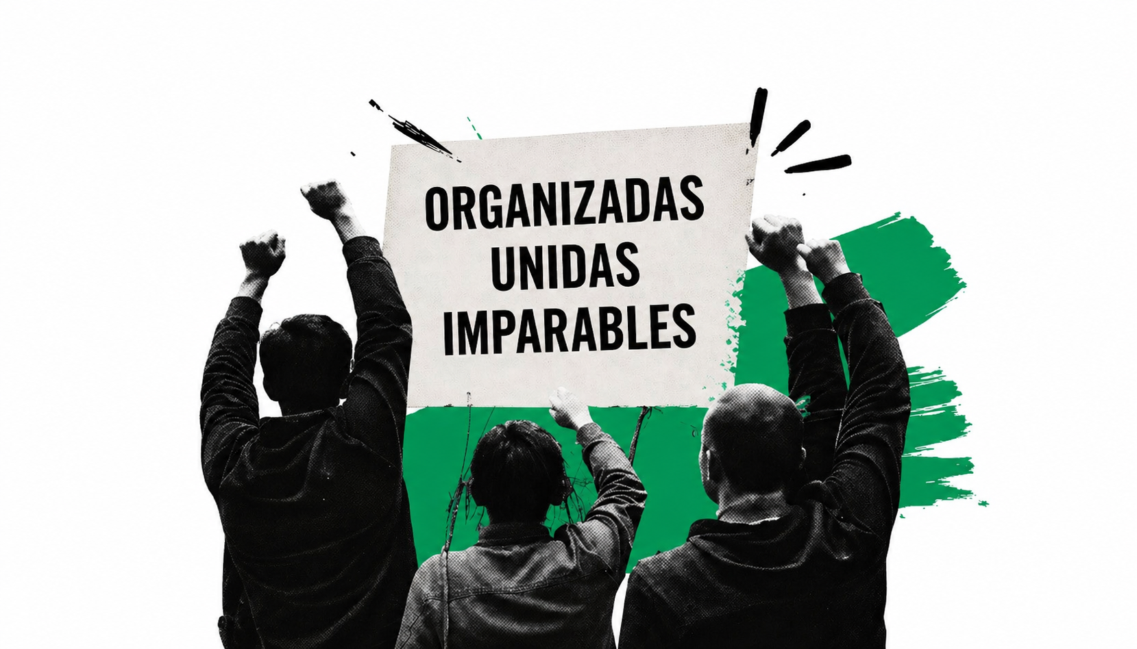 Personas levantando pancarta